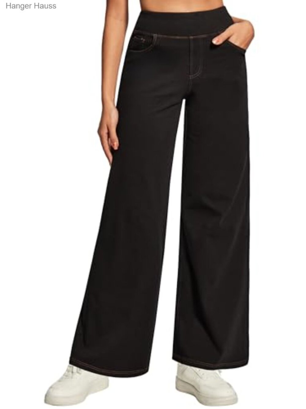 Wide Leg Jeans for Women Stretchy Pull On Baggy Sweatpant Jeans